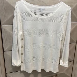 New York & Company white acrylic scoop neck large sweater